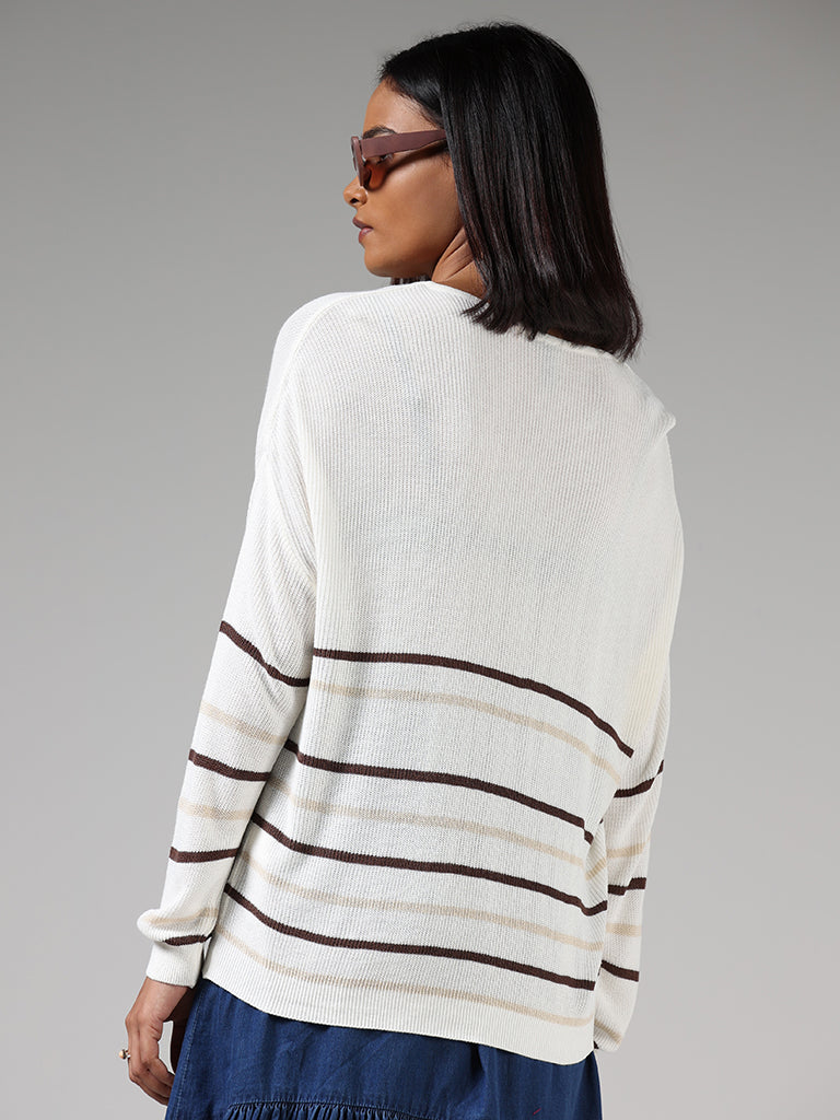 LOV Off White Breton Striped Sweater