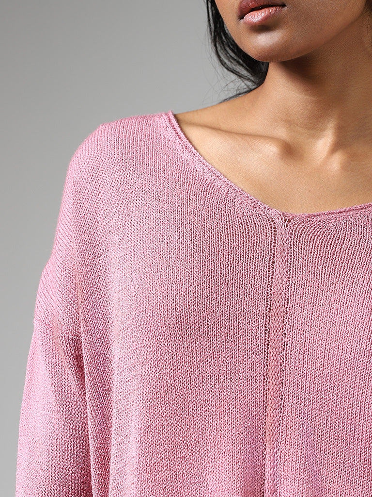 LOV Blush Pink High Low Sweater