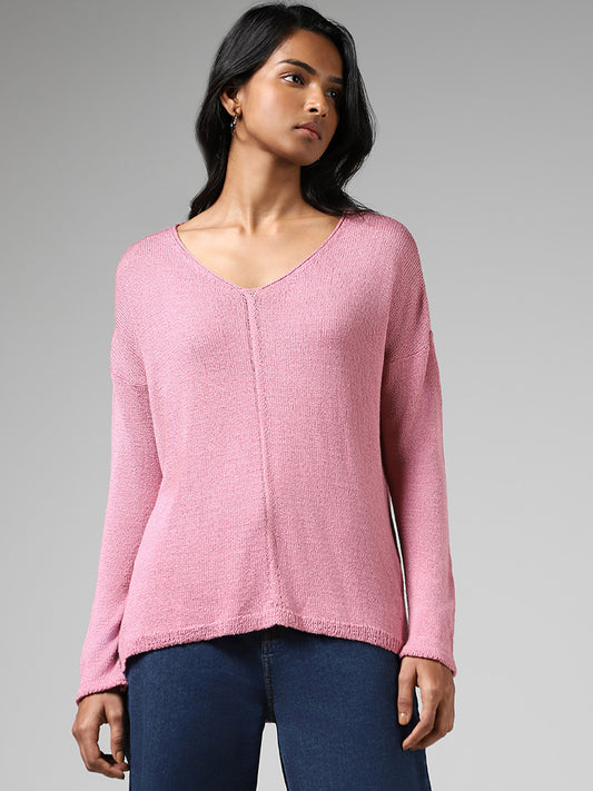 LOV Blush Pink High Low Sweater