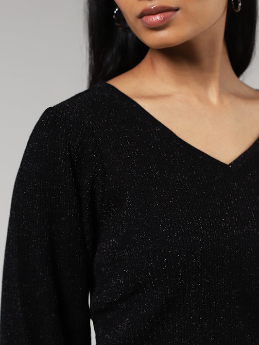LOV Black Sequined Sweater