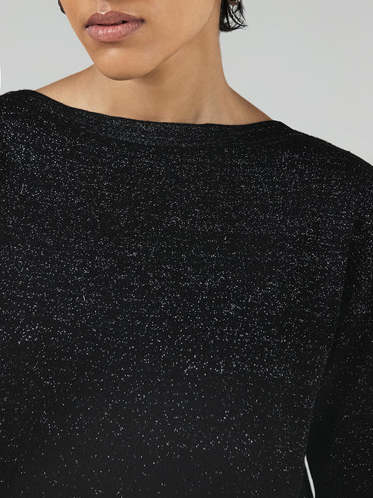 LOV Black Sequin Sweater