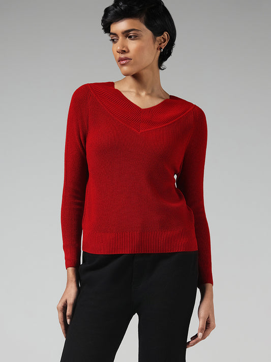 LOV Solid Red Sweater