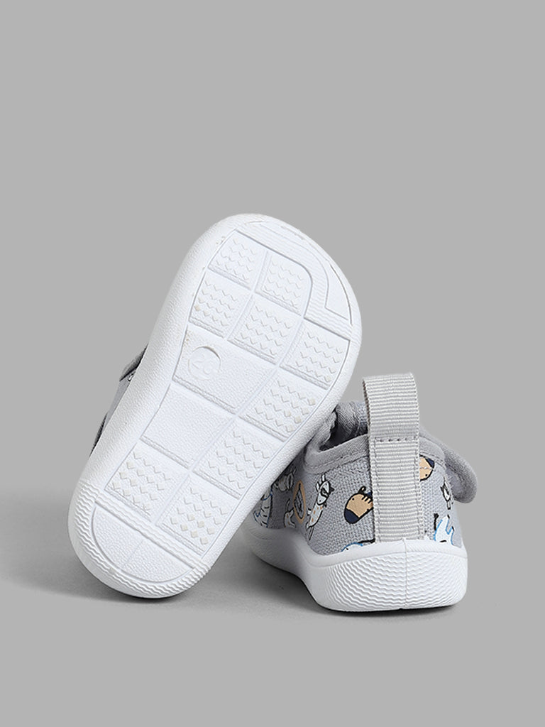 Buy Yellow Grey Dino Printed T Bar Shoes from Westside