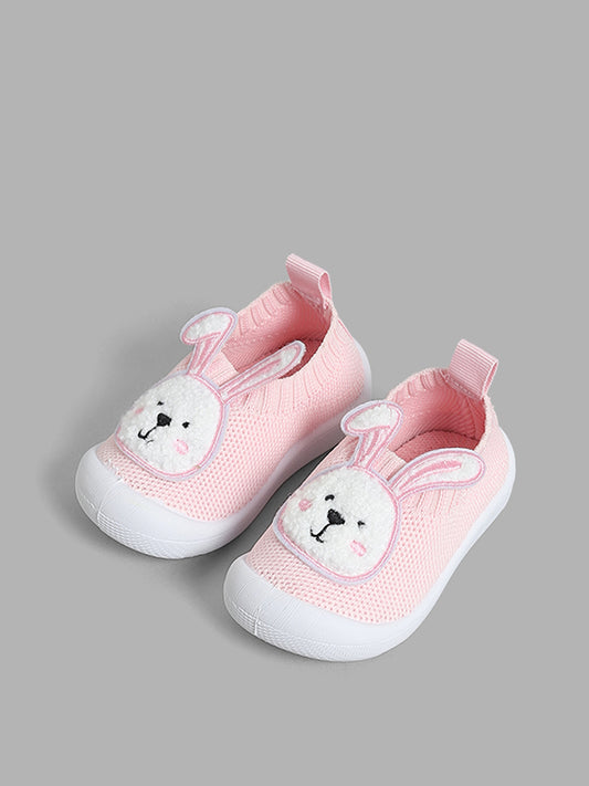 Yellow Pink Bunny Knit Shoes