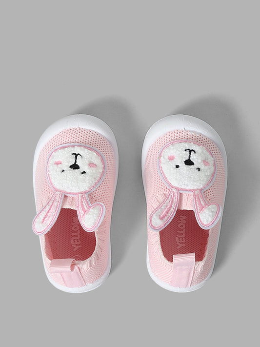 Yellow Pink Bunny Knit Shoes