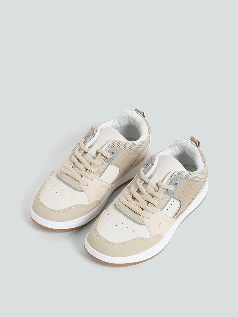 Yellow Taupe Colour-Block Trainer Casual Sneakers