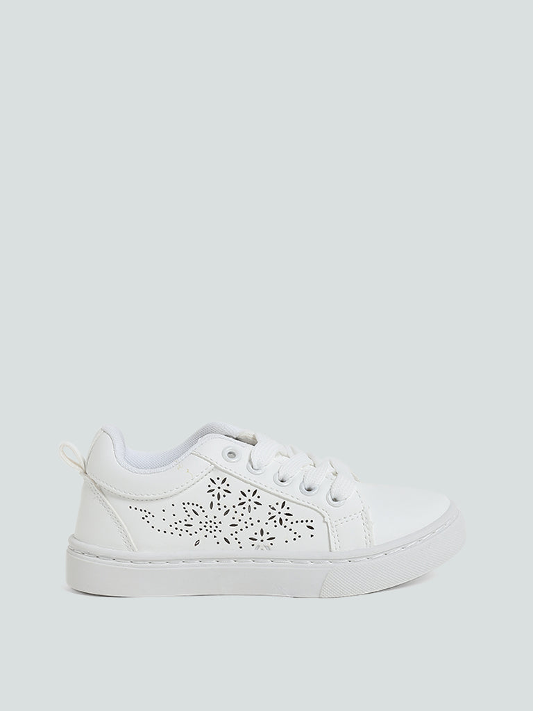 Yellow White Laser Cut Sneakers