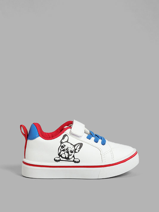 Yellow White Dog Face Printed Sneakers