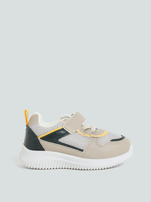 Yellow Solid Grey Strap-On Sneakers