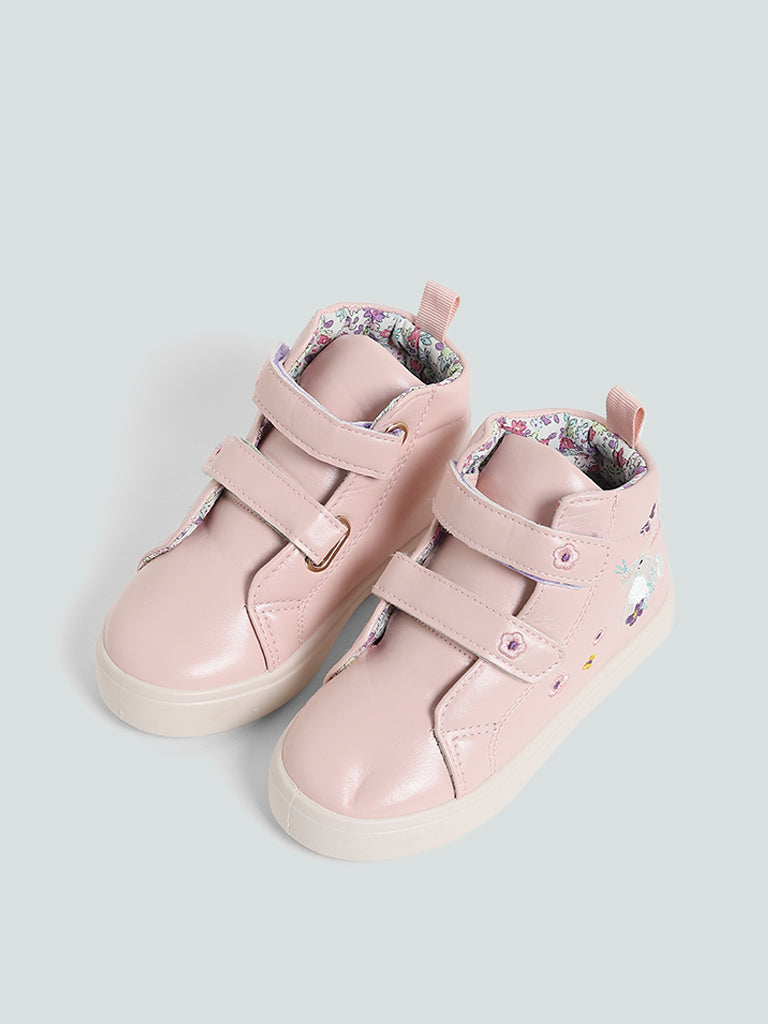 Yellow Light Pink Bunny High Top Boots
