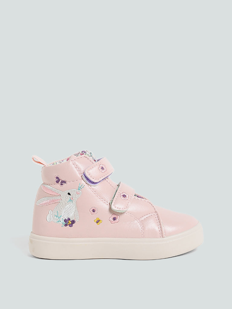 Yellow Light Pink Bunny High Top Boots