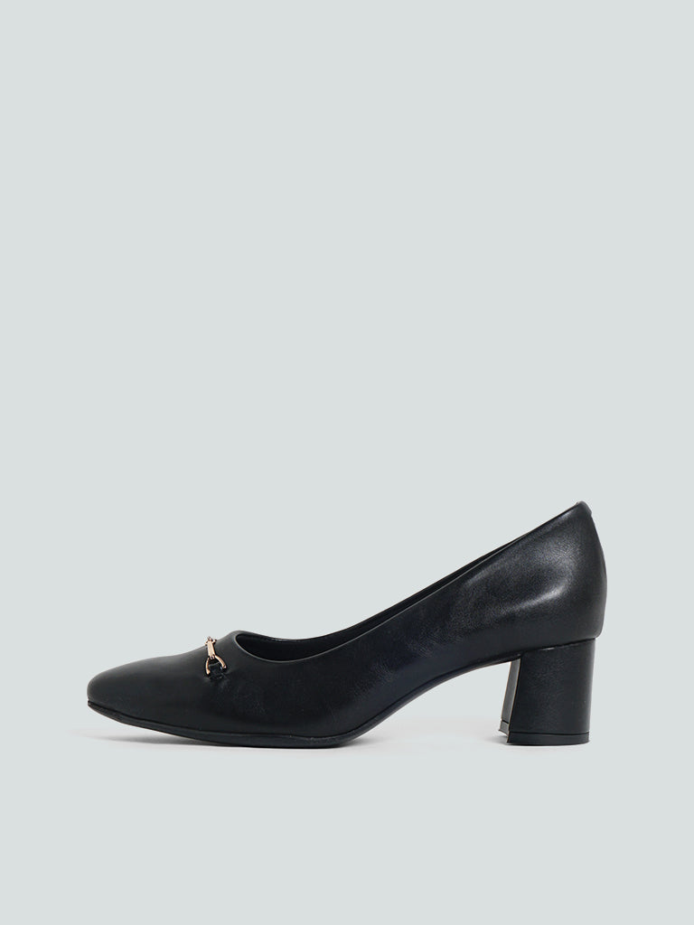 Westside LUNA BLU Women's  Trim Court Black Pump Shoes for Casual Wear Side View