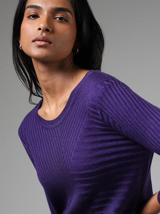 LOV Violet Crisscross Knitted Sweater Dress