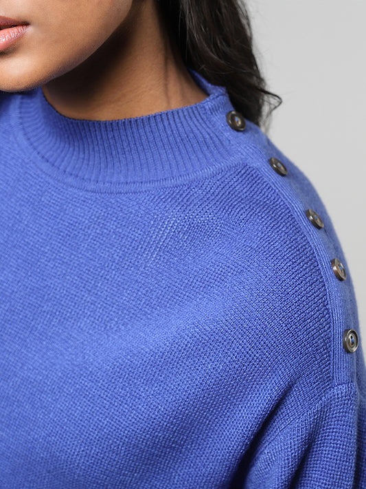 LOV Solid Royal Blue Sweater Dress