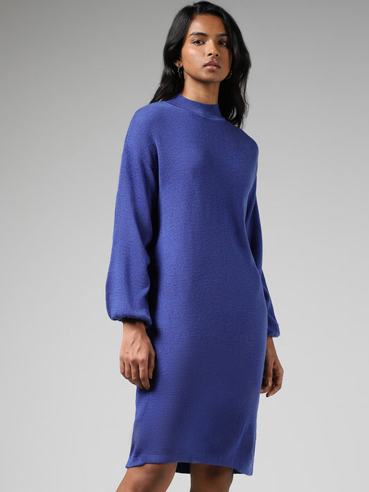 LOV Solid Royal Blue Sweater Dress