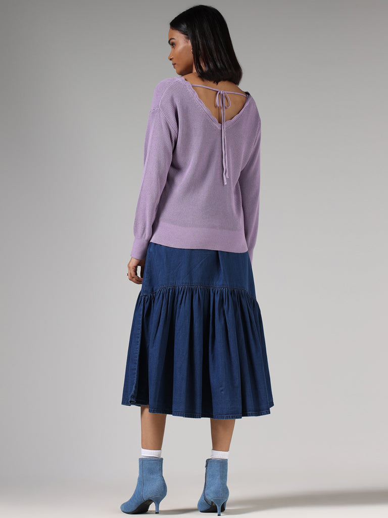 LOV Orchid Purple Ribbed Sweater