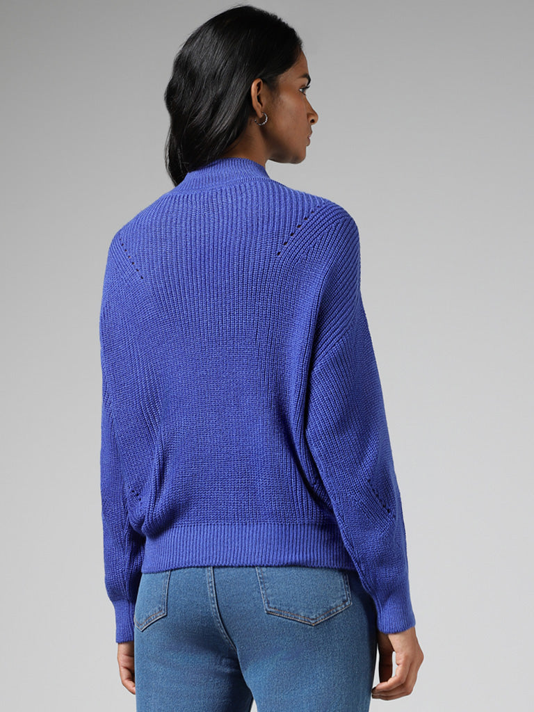 LOV Royal Blue Drop Shoulder Sweater