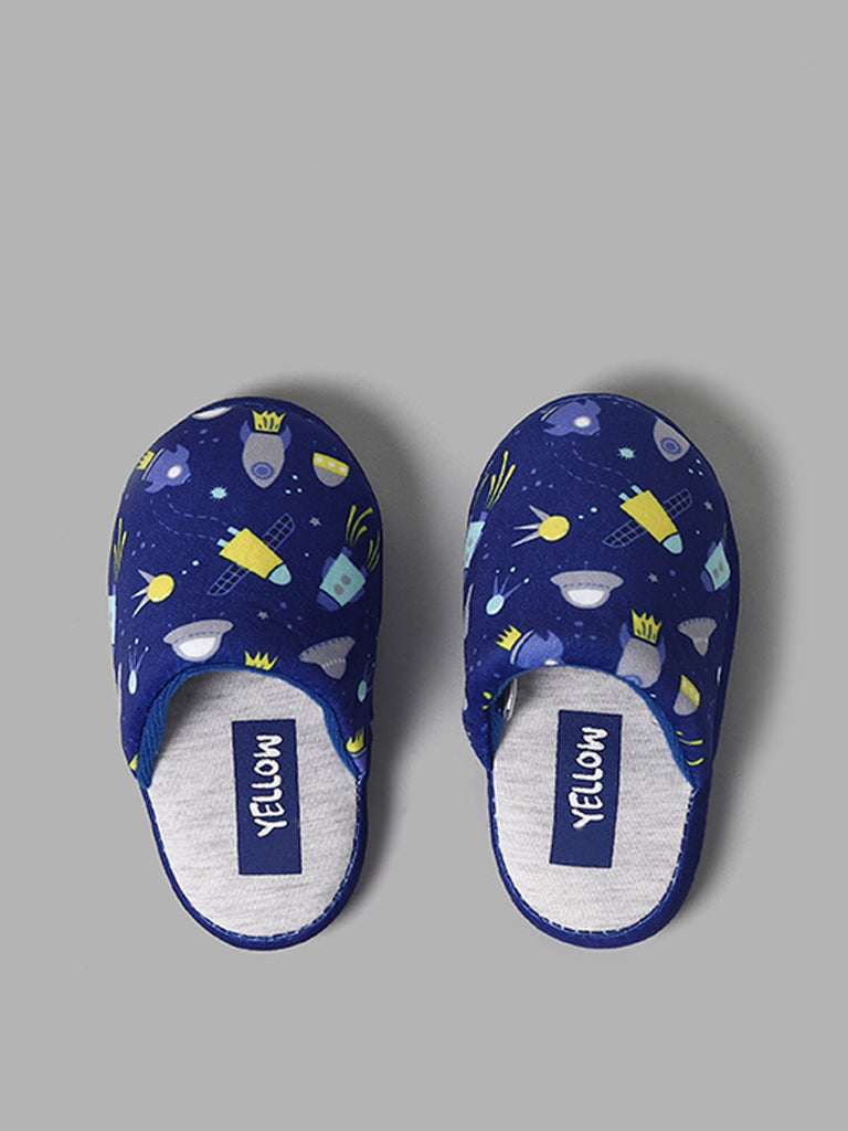 Yellow Navy Space-Themed Slippers