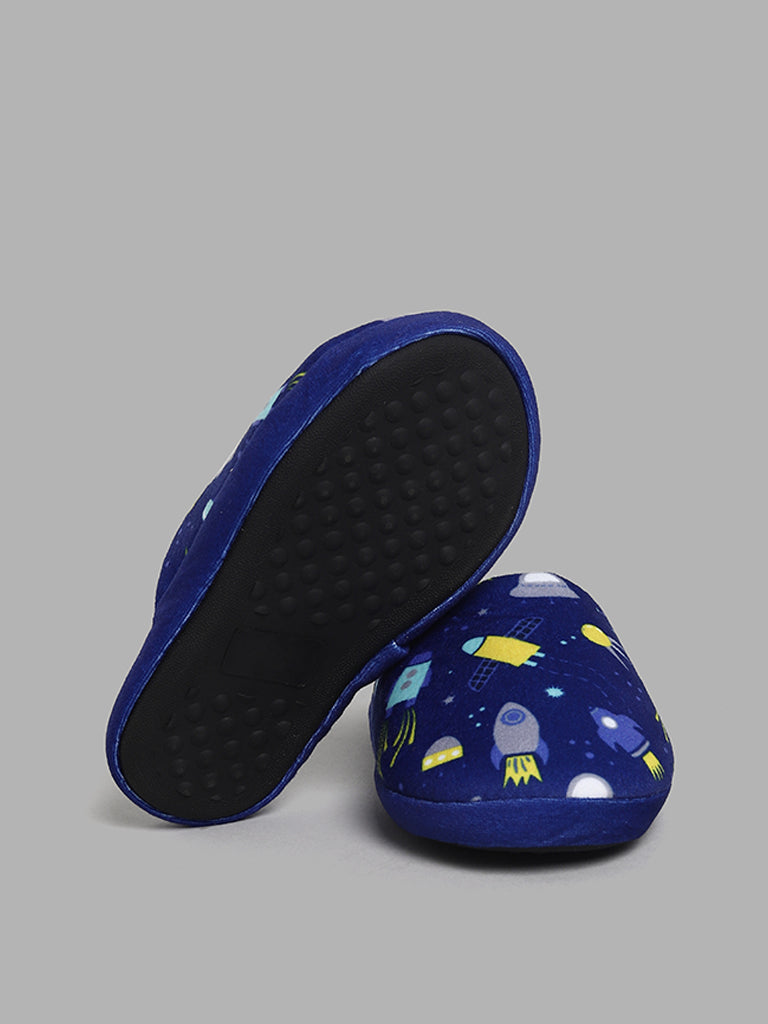 Yellow Navy Space-Themed Slippers