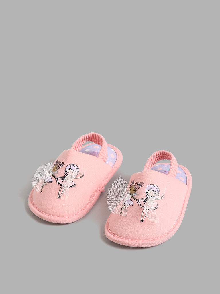 Yellow Pink Ballerina-Themed Slippers
