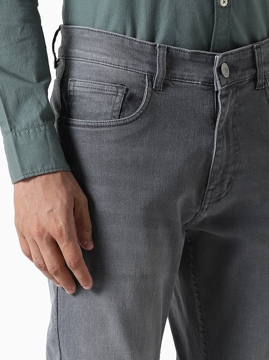 WES Casuals Solid Light Grey Denim Jeans
