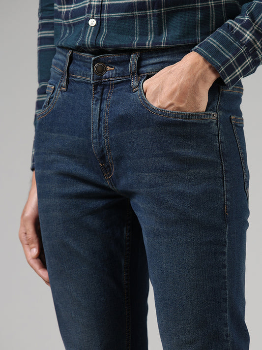 WES Casuals Solid Light Blue Denim Slim - Fit Mid - Rise Jeans
