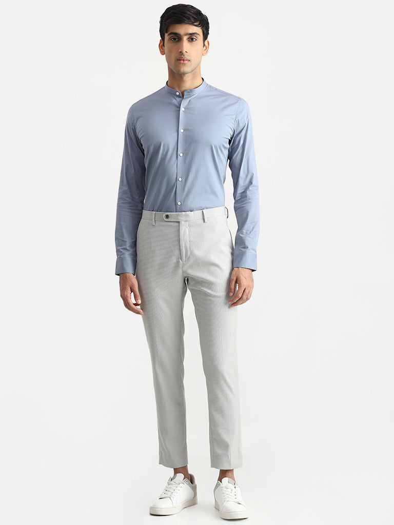 WES Formals Solid Light Blue Ultra Slim Shirt