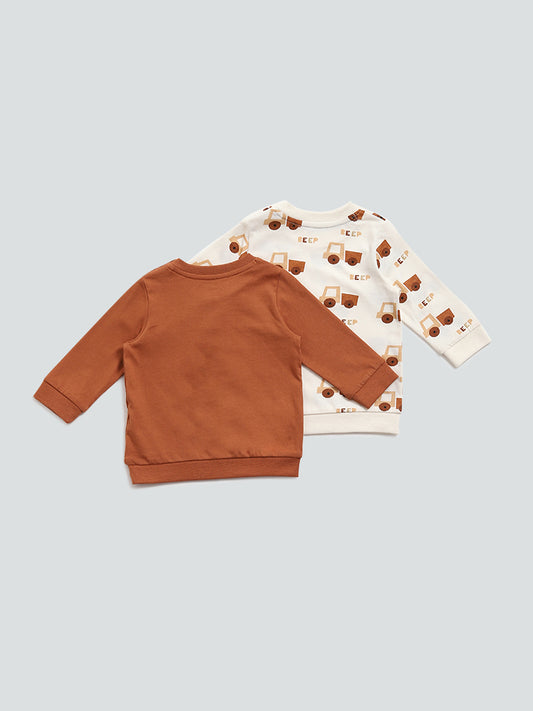 HOP Baby Brown Jeep Printed T-Shirt- Pack of 2
