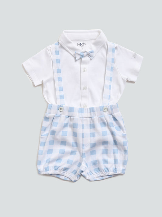 HOP Baby Blue Shorts & Polo T-Shirt Set- Pack of 2