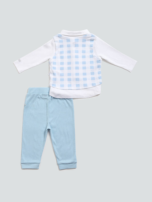 HOP Baby Blue Shirt, Waistcoat & Pants Set