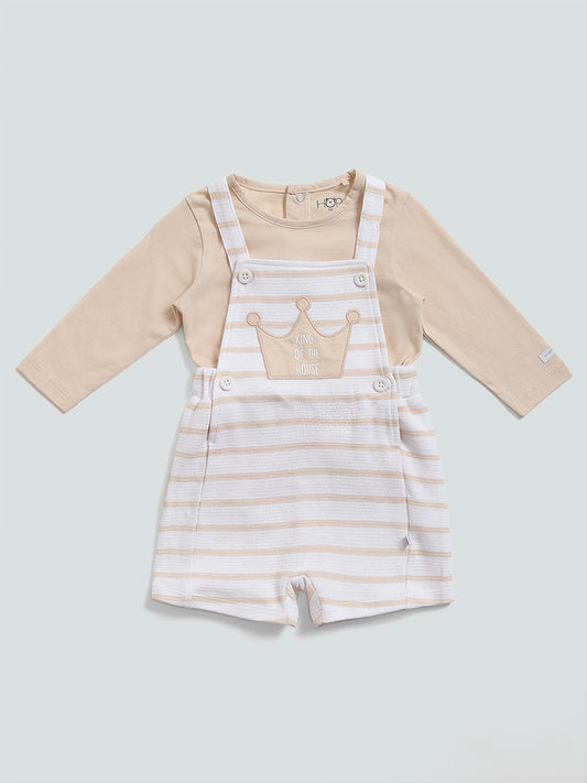 HOP Baby Oat Melange Crown T-Shirt & Dungaree