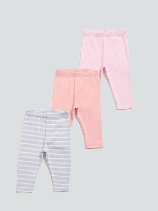 HOP Baby Multicolored Cot Mum Leggings - Set of 3