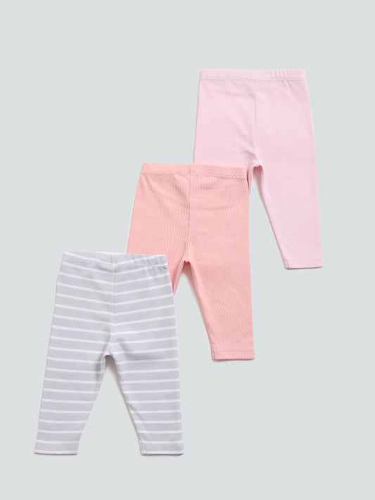 HOP Baby Multicolored Cot Mum Leggings - Set of 3