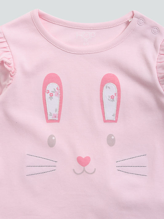 HOP Baby Pink Rabbit Designed T-Shirt & Leggings