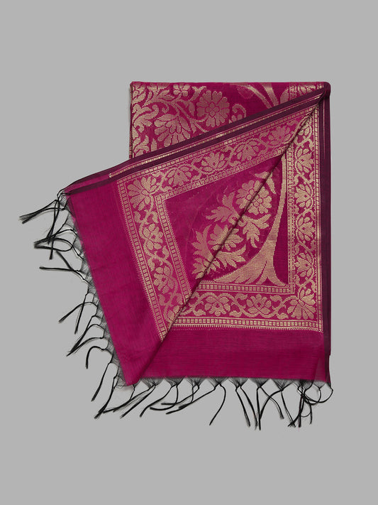 Utsa Zari Embroidered Dark Pink Dupatta