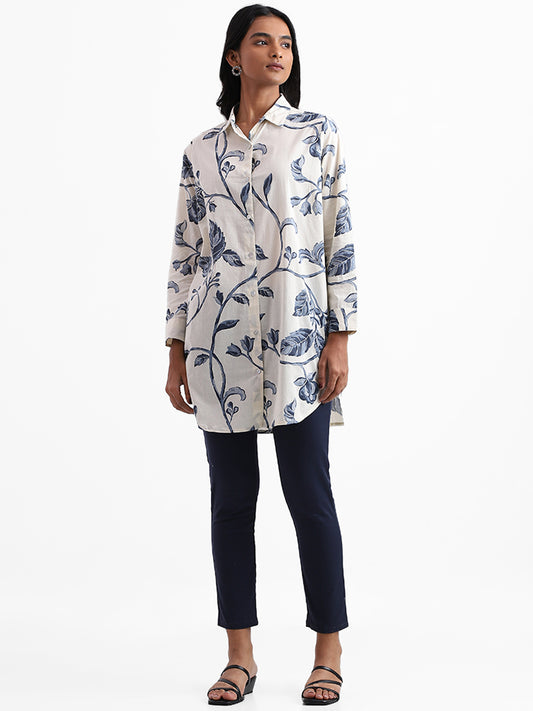 Utsa Leafy Printed White Kurta