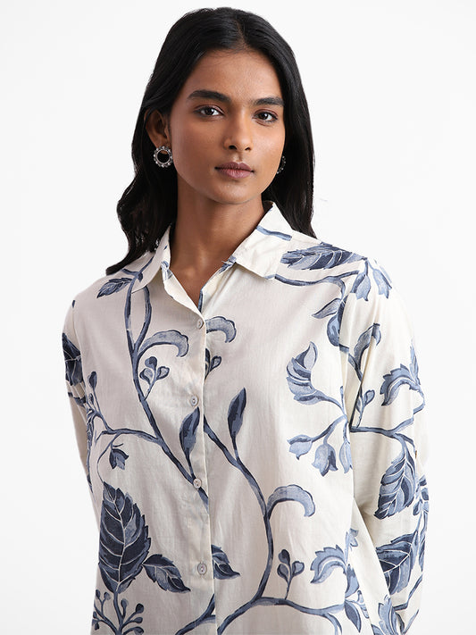 Utsa Leafy Printed White Kurta
