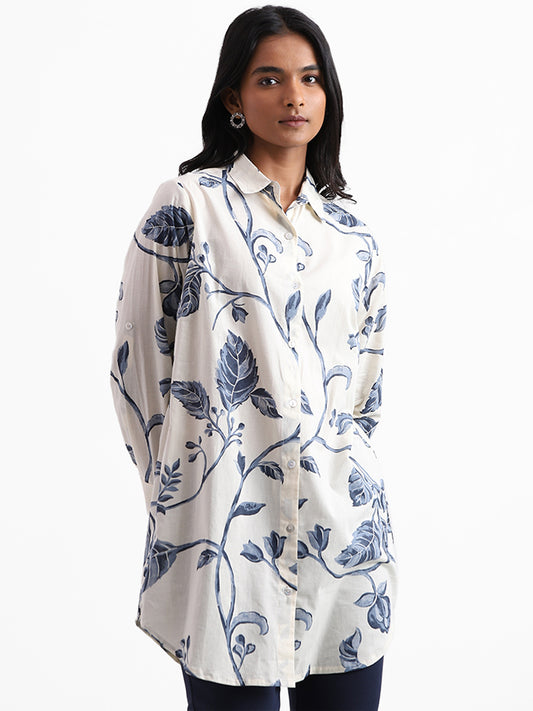 Utsa Leafy Printed White Kurta