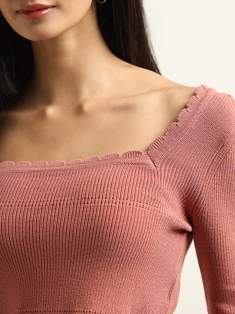 Nuon Pink Cotton Crop Top