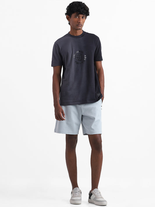 Studiofit Ice Blue Solid Relaxed Fit Shorts