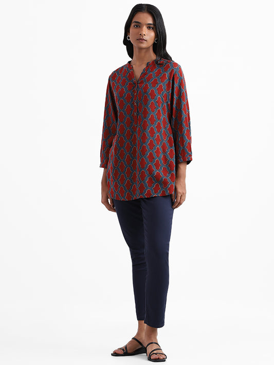 Utsa Red Mughal Butta Tunic