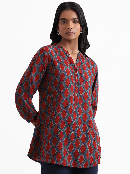 Utsa Red Mughal Butta Tunic