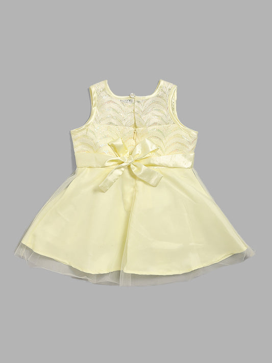 HOP Kids Yellow Floral Accent Satin Dress