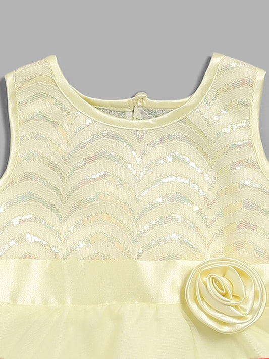 HOP Kids Yellow Floral Accent Satin Dress