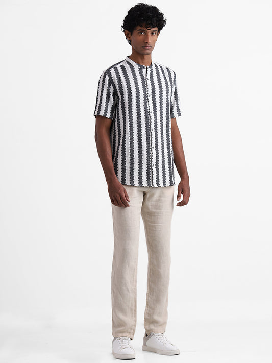 ETA Black Beri Striped Resort Fit Shirt
