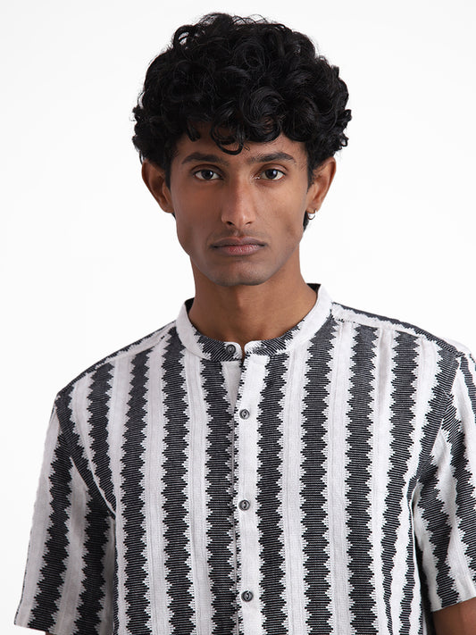 ETA Black Beri Striped Resort Fit Shirt