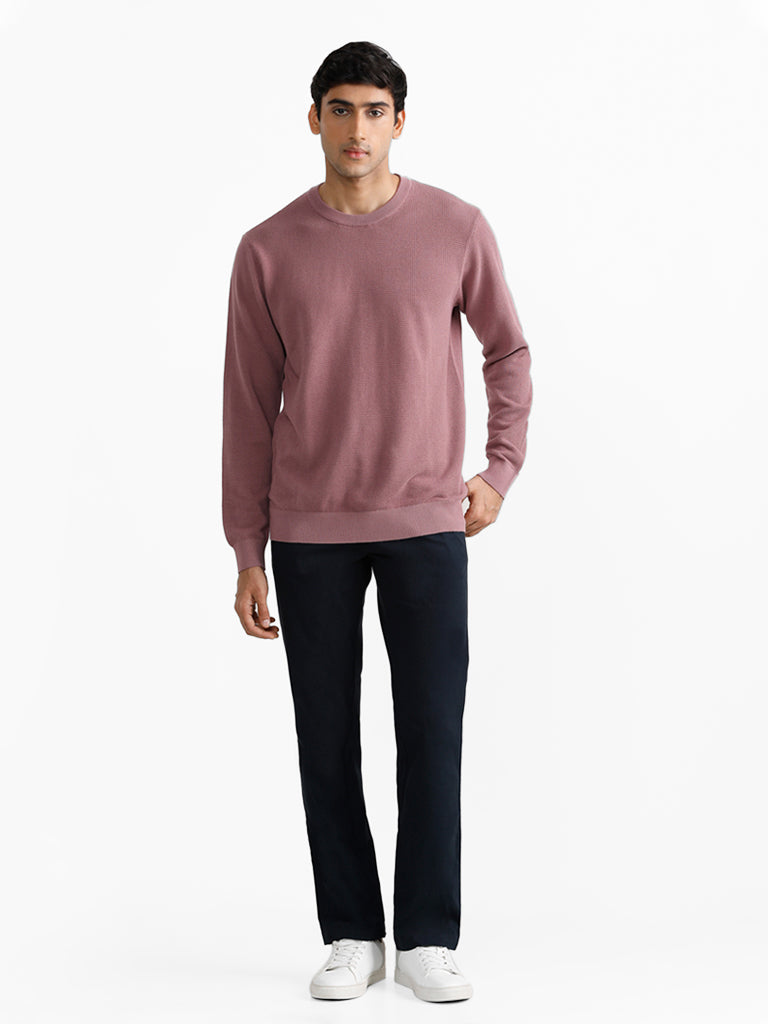 Ascot Dobby Dusty Pink Relaxed Fit Sweater