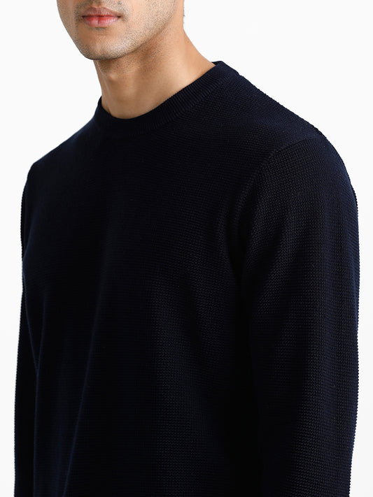 Ascot Dobby Indigo Cotton Relaxed-Fit Sweater