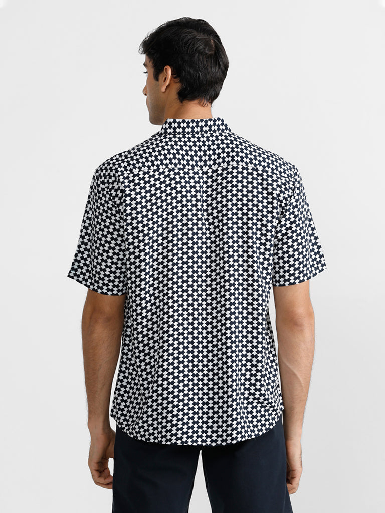 Ascot Black Geometric Printed Relaxed Printed Shirt