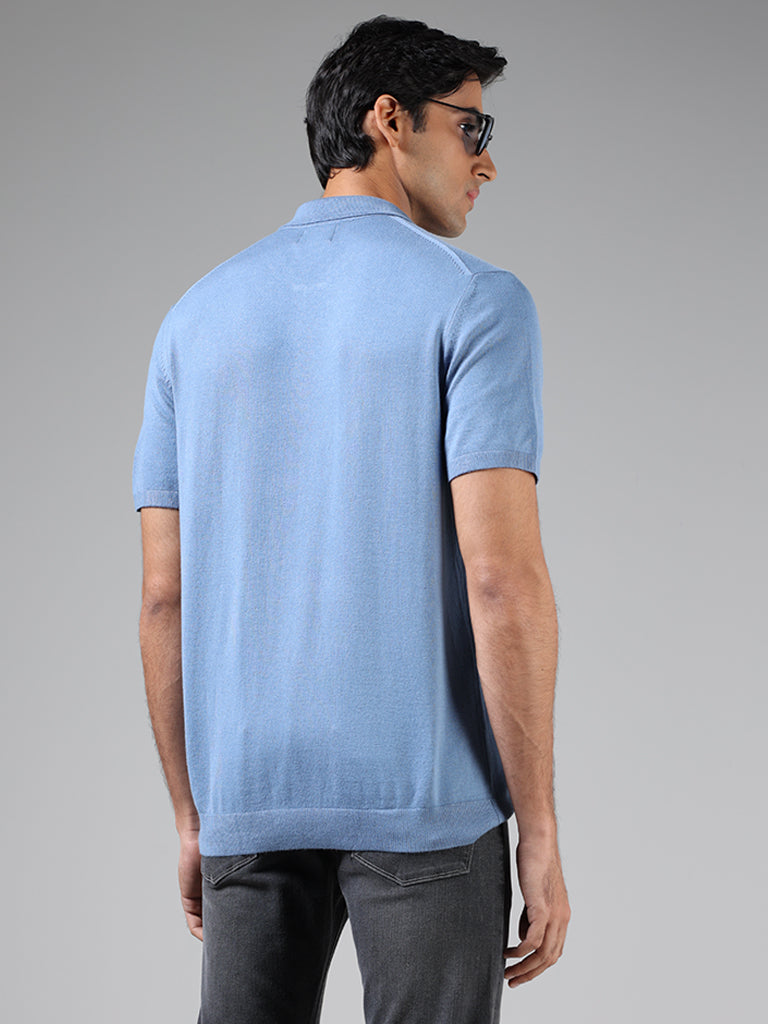 Ascot Blue Relaxed Fit Polo Zipper T-Shirt